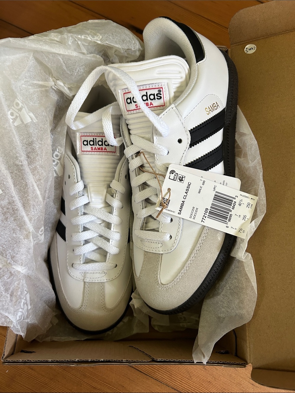 Samba Classic White with Black Stripes